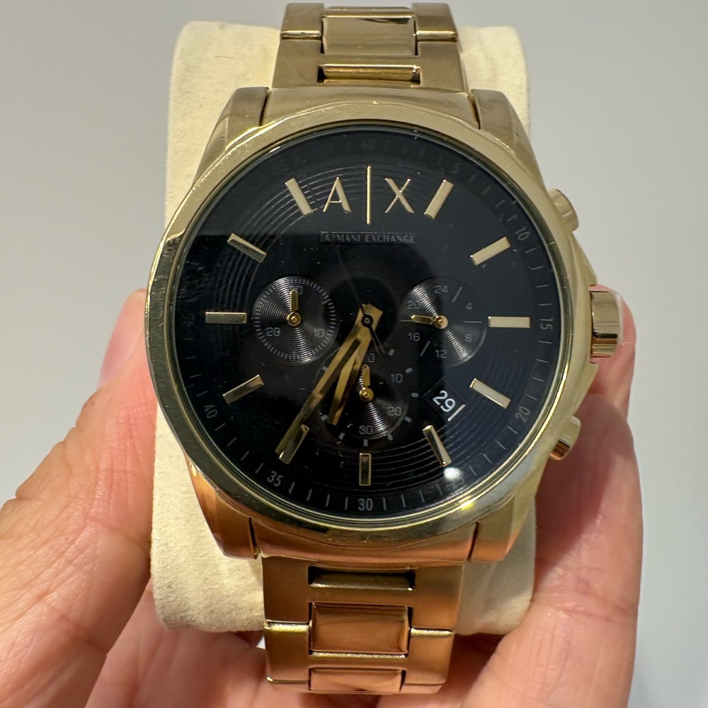 Armani Exchange Gold and Black Men's Watch